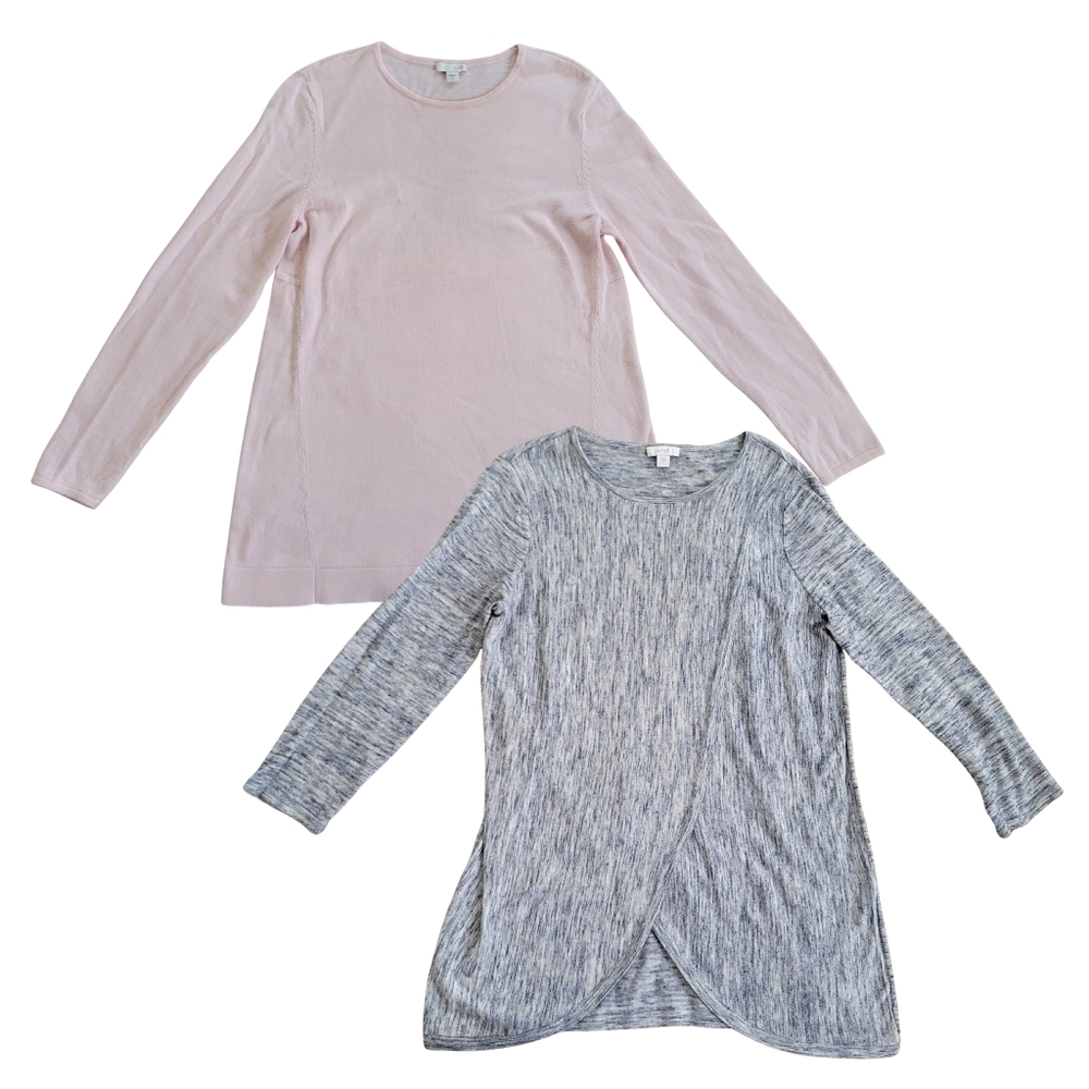 J. Jill Womens S Knit Sweater Lot Of 2 Pink Blue Preppy Office Classic Minimal